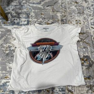 Van Halen White Graphic Crop Tee